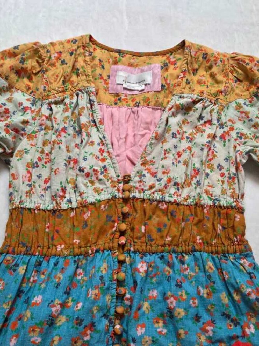 XSP By Anthropologie Tiered & True floral maxi prairie dress XS Petite #4 - Picture 5 of 12